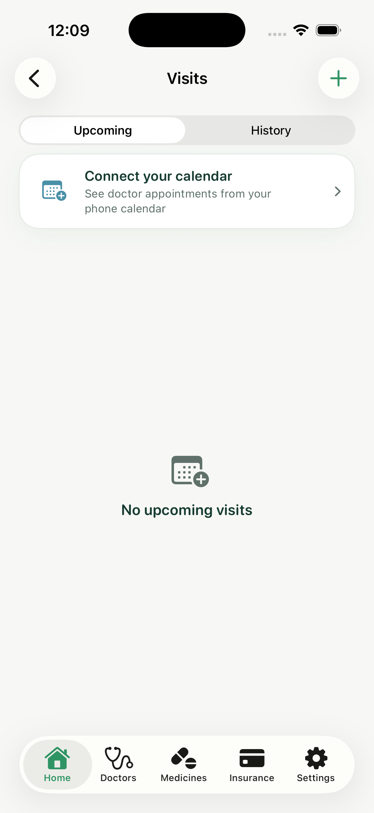 Caregram Visits screen